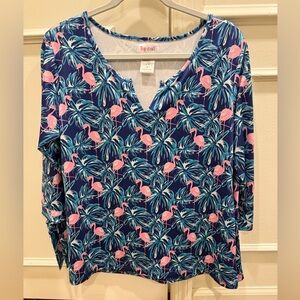 Tropical Flamingo Print Long Sleeve Top